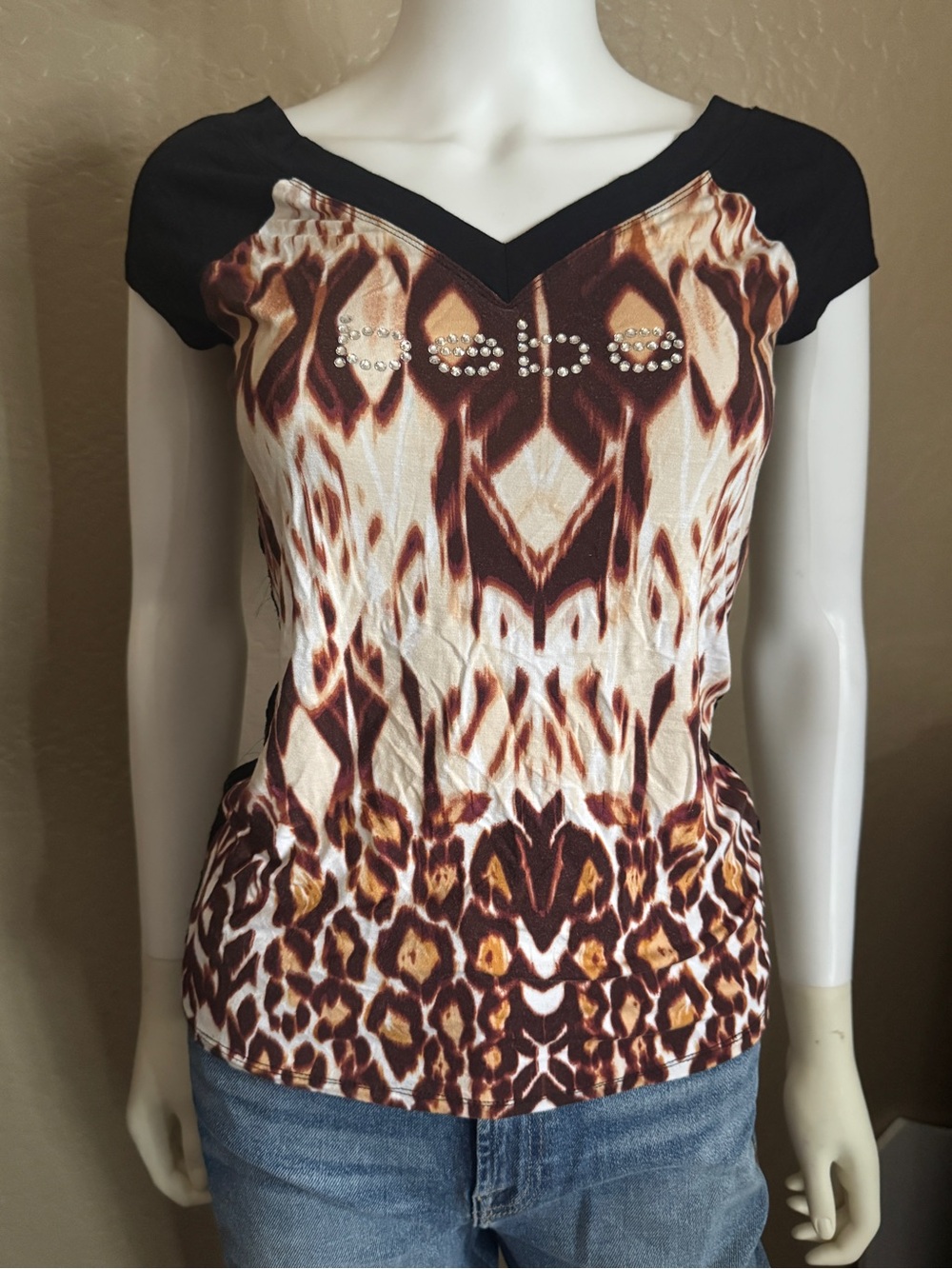 Bebé lace brown tee small
